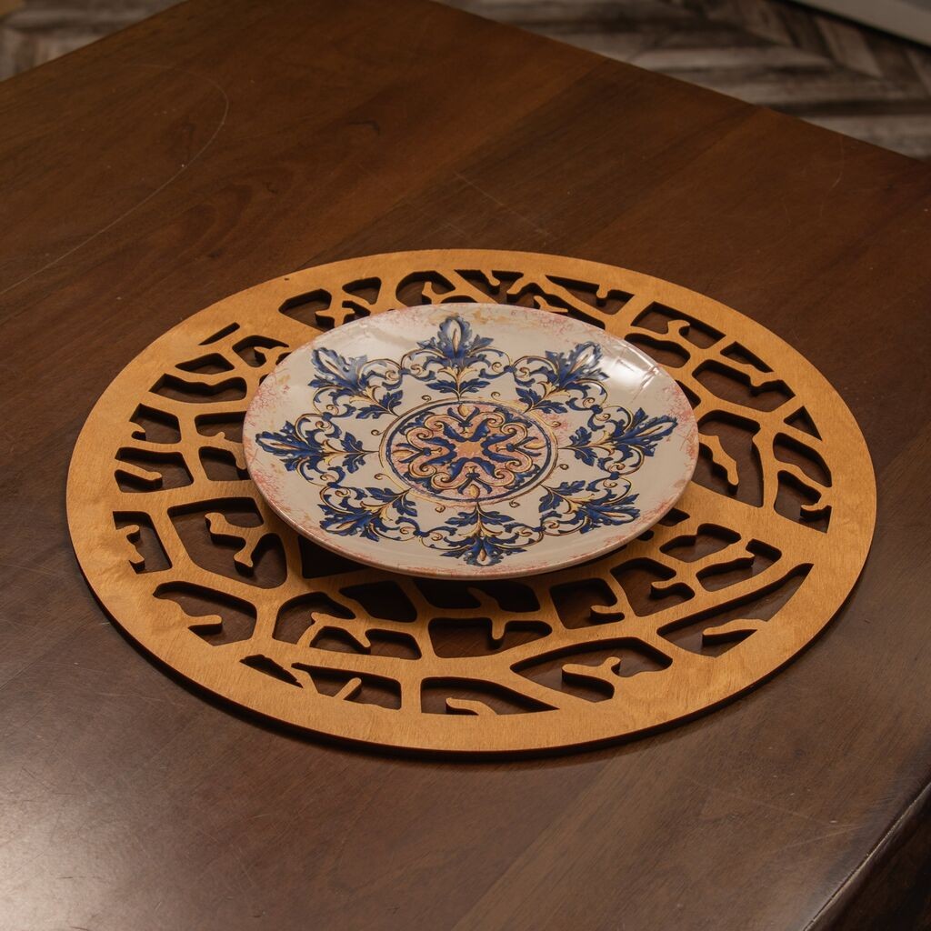 Комплет подметачи за маса Hermia Coral, 36x36 см, дрвена, 6 парчиња, окер