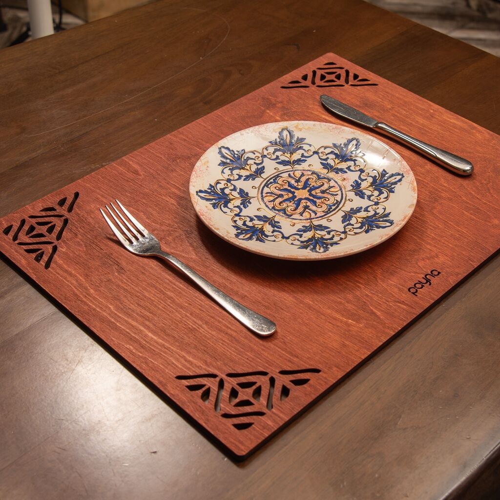 Комплет подметачи за јадење Hermia Corpat, дрвен, 4 парчиња, костен