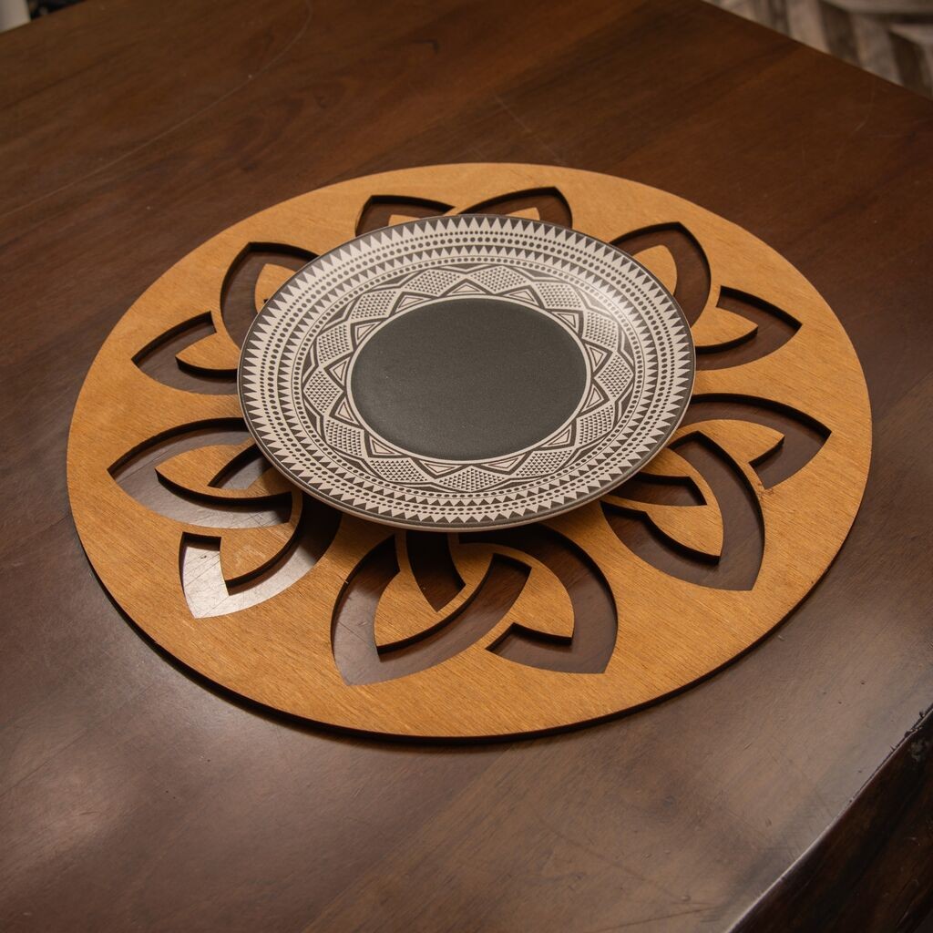 Комплет подметачи за јадење Hermia Lugh, 36x36 см, Дрвена, 6 парчиња, Окер