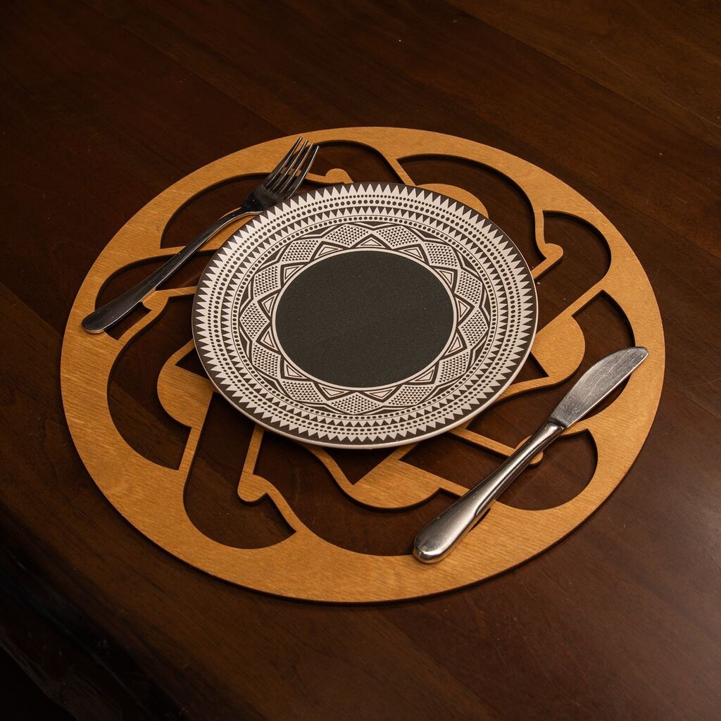 Комплет подметачи за маса Хермија Дон, 36x36 см, Дрвена, 6 парчиња, Окер