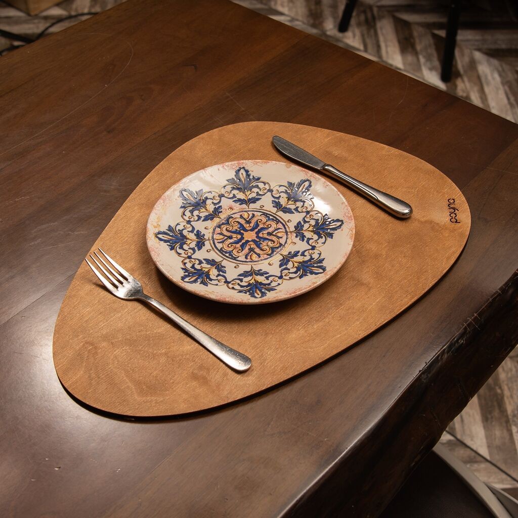 Комплет подметачи за јадење Хермија Круша, 33x45 см, дрвен, 6 парчиња, кафеава