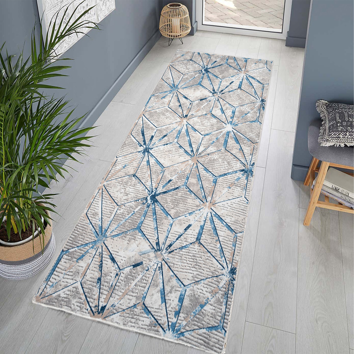 Conceptum Hypnose тепих 150x650cm сиво-сина