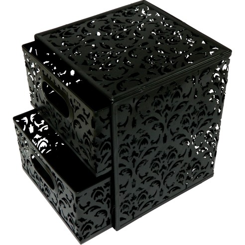 LANDA Полица Метална Со 2 Фиоки Аму 2520-054- 165*162*196Мм Црна