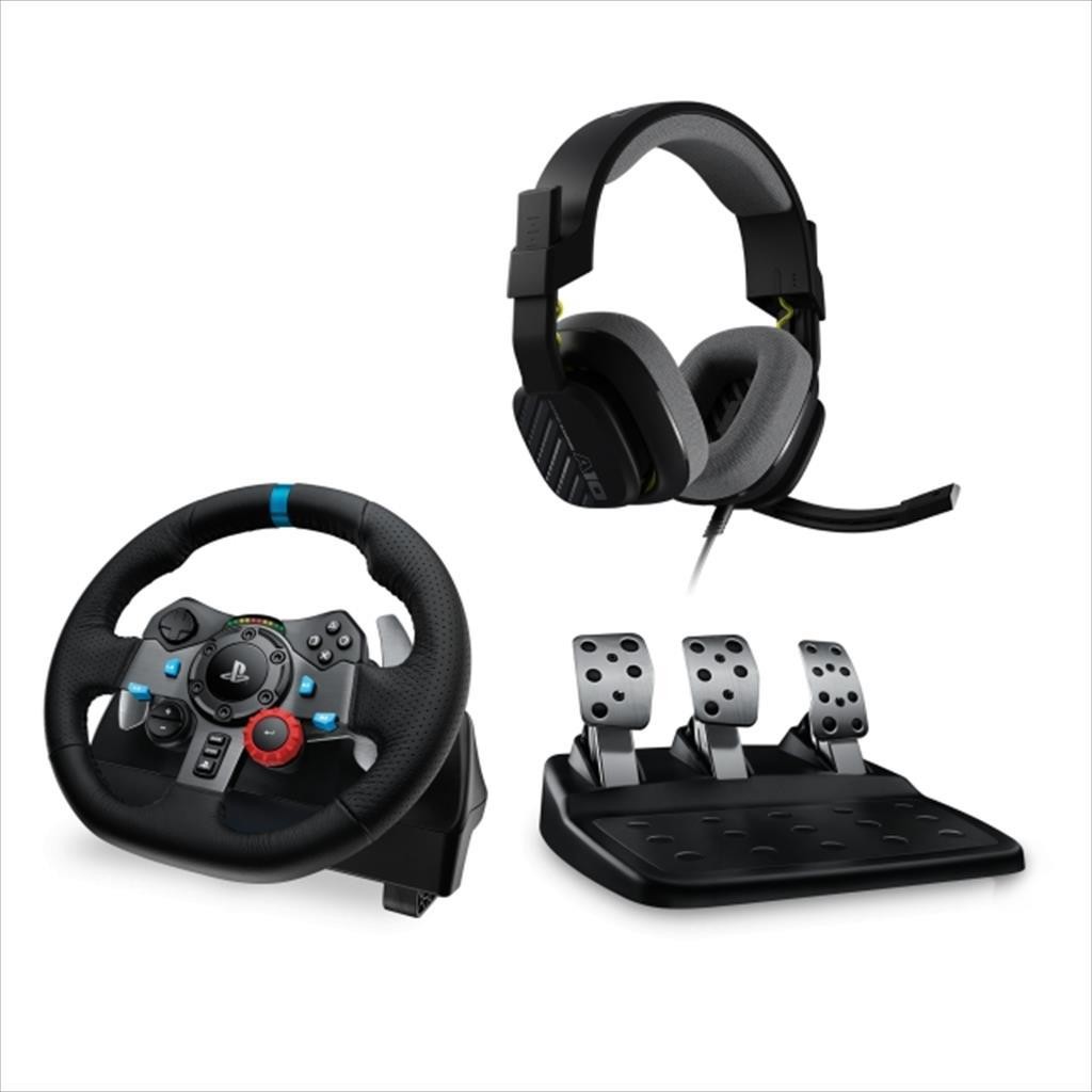 Logitech G Гејминг Комплет Волан G29 Driving Force Со Педали, Плус Гејминг Слушалки Astro A10 За Ps3, Ps4, Pc, 991-000486
