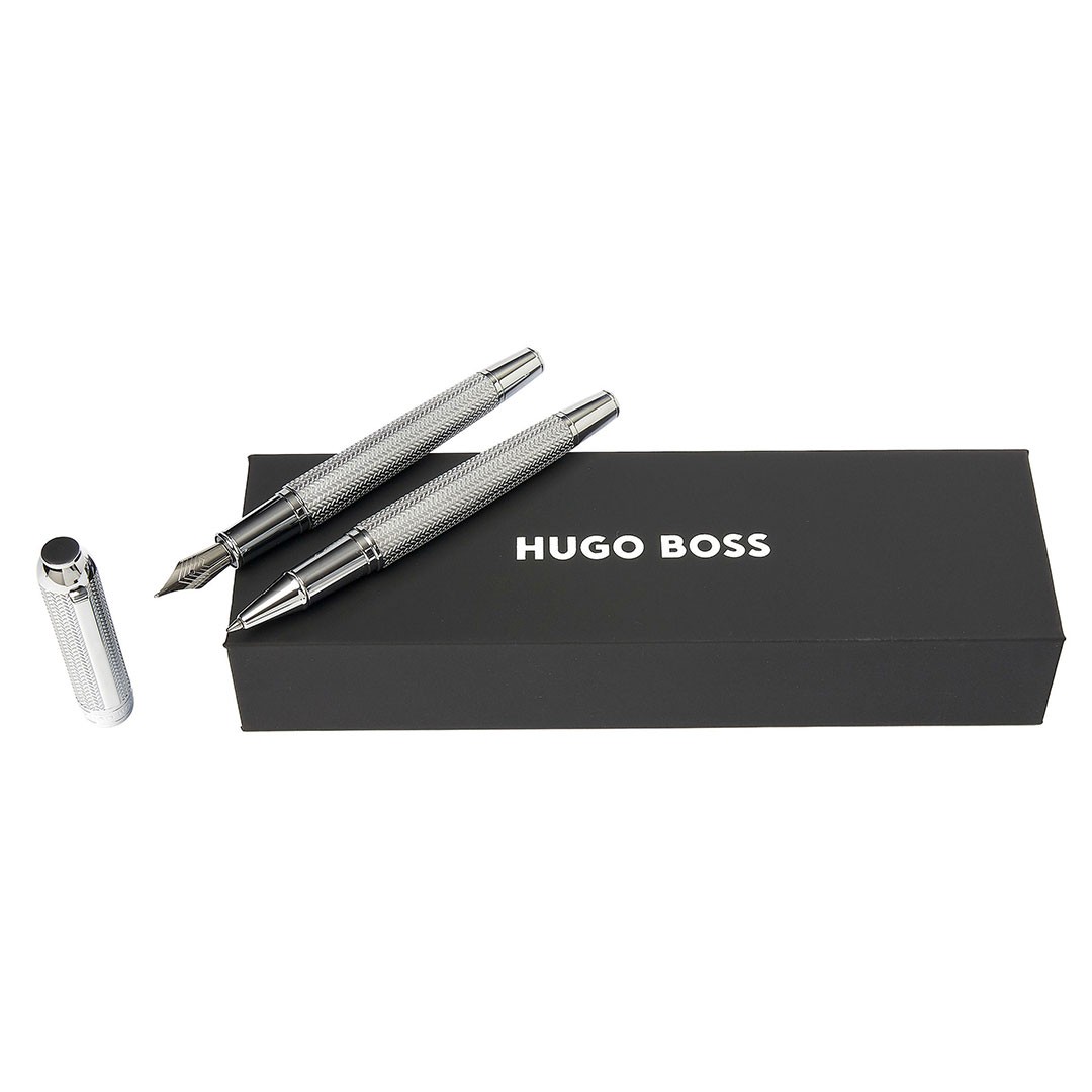 Hugo Boss Set Rollerball пенкало и фонтана Elemental HPPR465C, сребрена