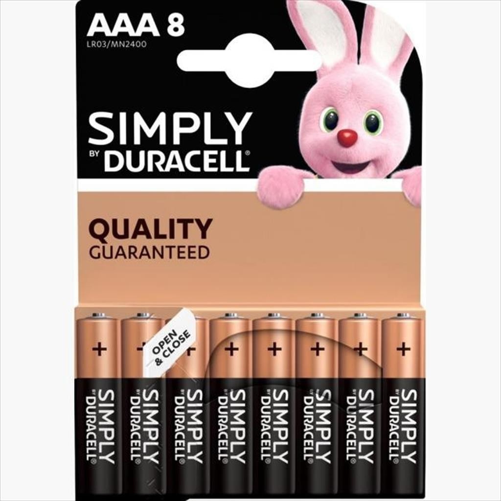 Duracell Батерии Lr03 Simply Alkaline, 8Xaaa 1.5V Пакување Од 8, Mn2400