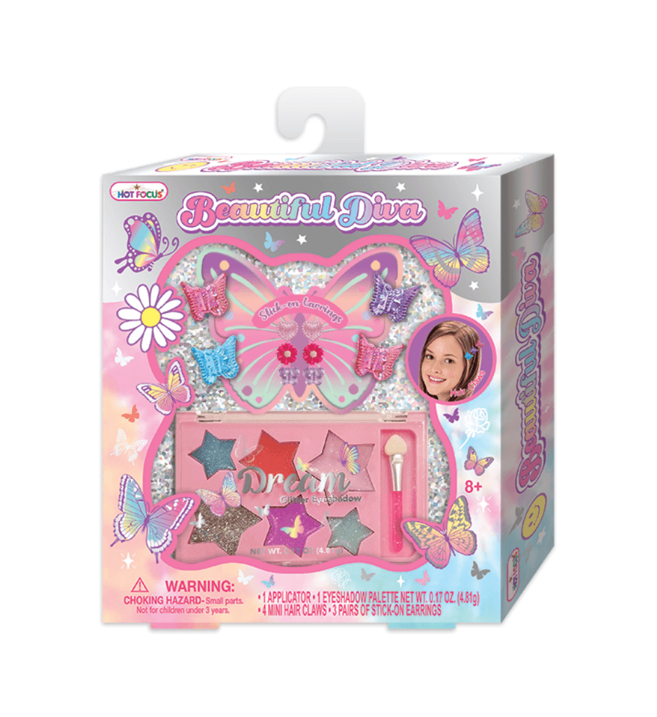 Hot Focus Beautiful Diva Tie Dye Butterfly Сенки за очи & Сет штипки за коса