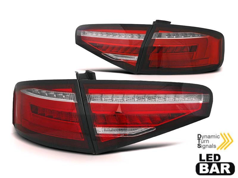 AUTOLUX Комплет тунинг LED штопови за Audi A4 B8 седан 2012-2015 црвена основа за модел со халогенски штопови, лев и десен