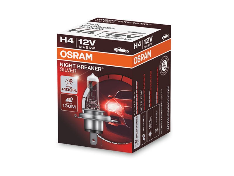 OSRAM Халогенска сијалица Osram H4 Night Breaker Silver 12V, 60/55W, P43t, 1650/1000lm, 1 бр. во кутија