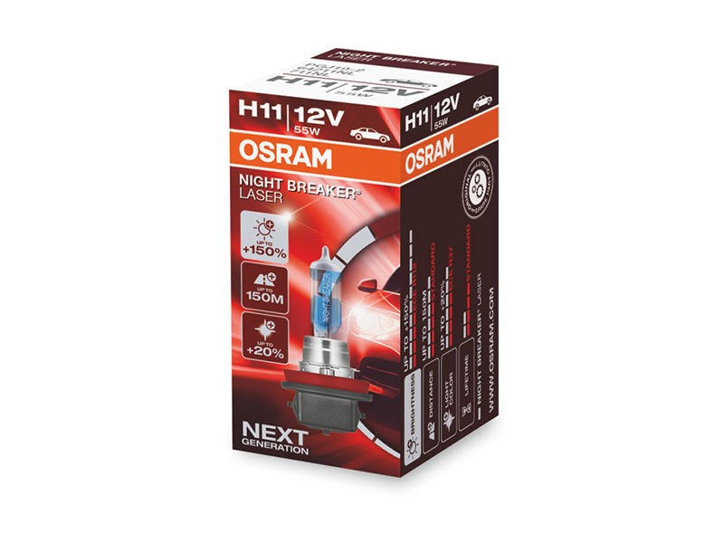 OSRAM Халогенска сијалица Osram H11 Night Breaker Laser +150% 12V, 55W, PGJ19-2, 1350lm, 1 бр. во кутија