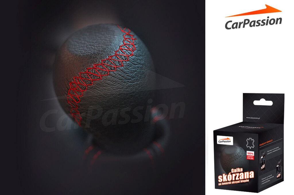 CARPASSION Универсална топка Carpassion за менувач со повдигаща се задно скорост, црн со црвен конец