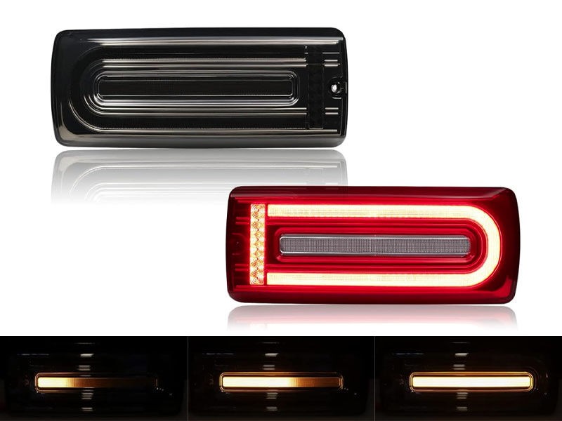 AUTOLUX Комплет тунинг Dynamic LED штопови за Mercedes G класа W463 1999-2018 со затемнета основа, лев и десен