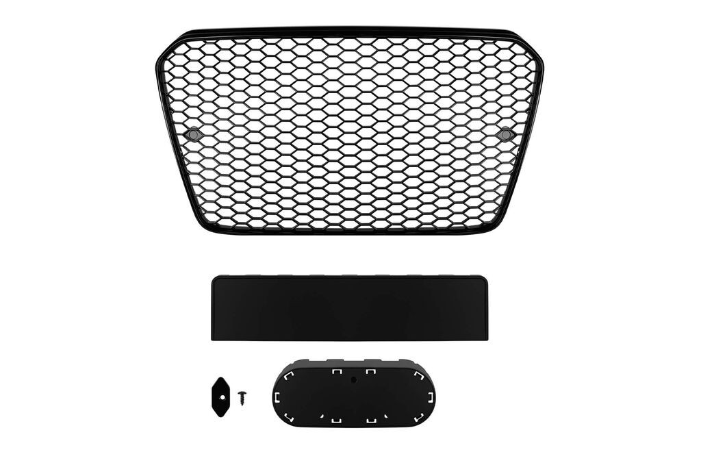 AUTOLUX Црна лак решетка тип RS5 за Audi A5 2011-2016 со отвори за паркинг сензори
