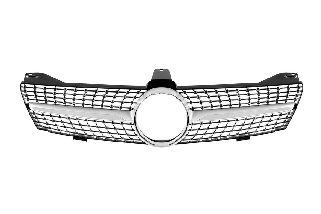 AUTOLUX Хром/црна дијамантна решетка за Mercedes CLS C219 2005-2007 со сива лајсна