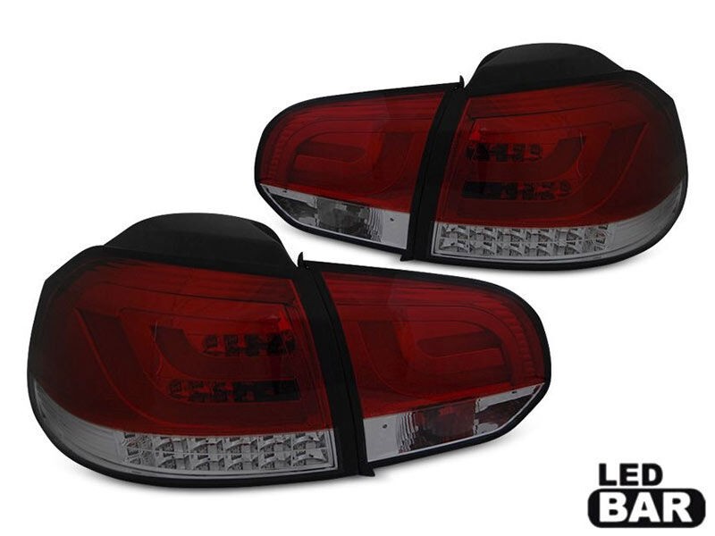 AUTOLUX Комплет LED штопови за VW Golf 6 2008-2012, црвено и затемнета основа