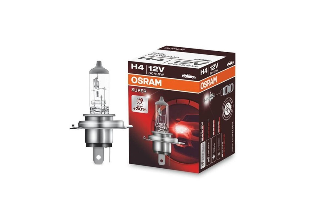 OSRAM Халогена сијалица Osram H4 Super 12V, 60/55W, P43t, 1 бројка