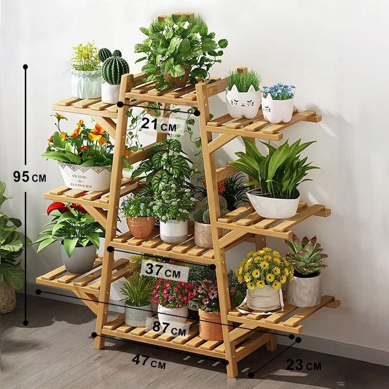 Home idea Сталажа За Цвеќе Од Бамбус-Скалеста Со 9 Полици