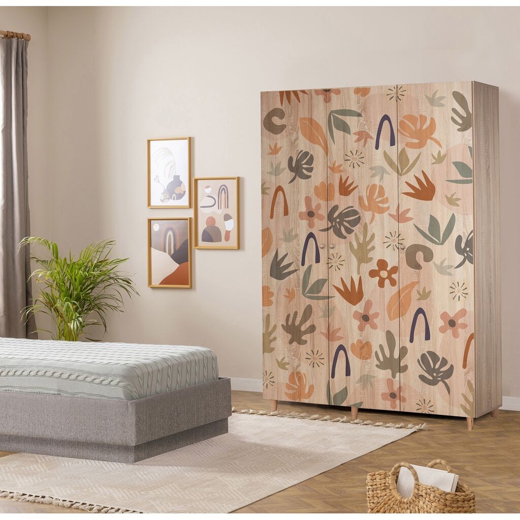 Гардеробер Hanah Home Lena 3-906, 135x192x52 см, шарена