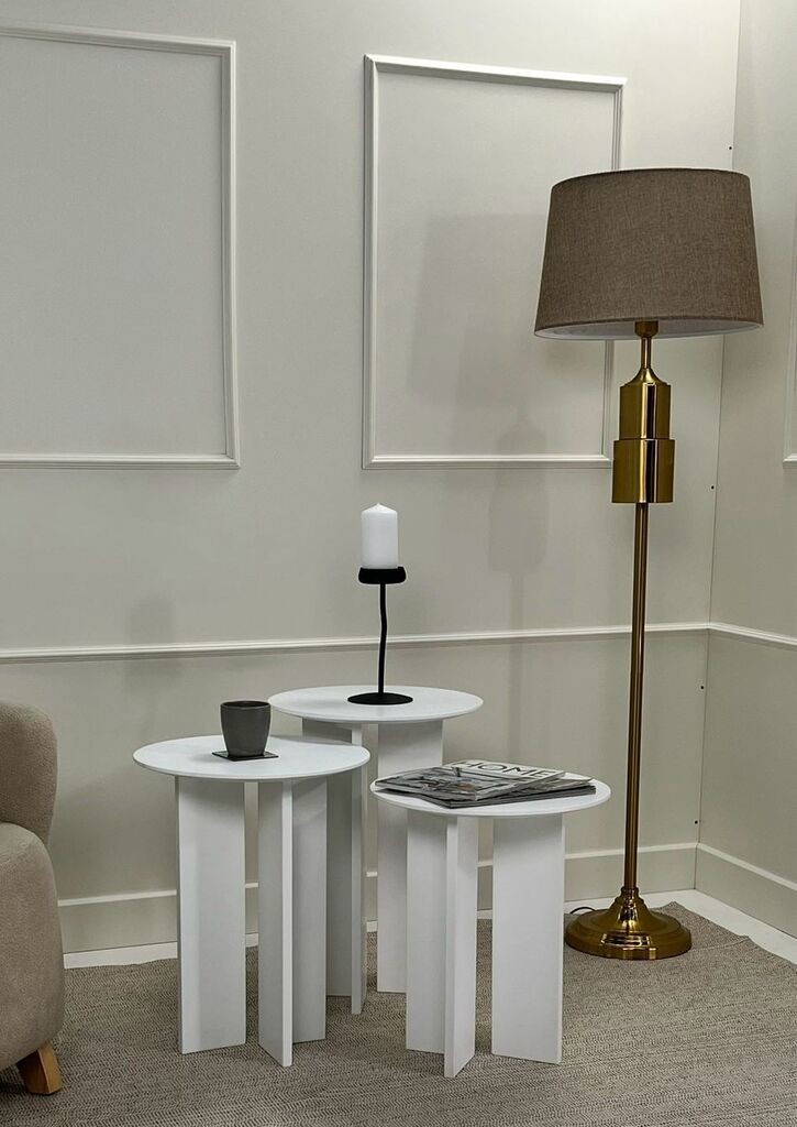 Комплет клуб маса Hanah Home Leo, 2 парчиња, жолто-бела