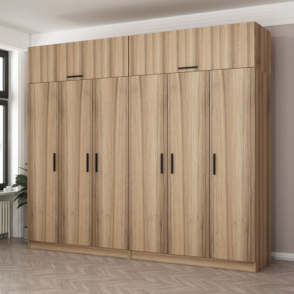 Гардеробер Hanah Home Kale-7521, 270x235x52 см, кафеава