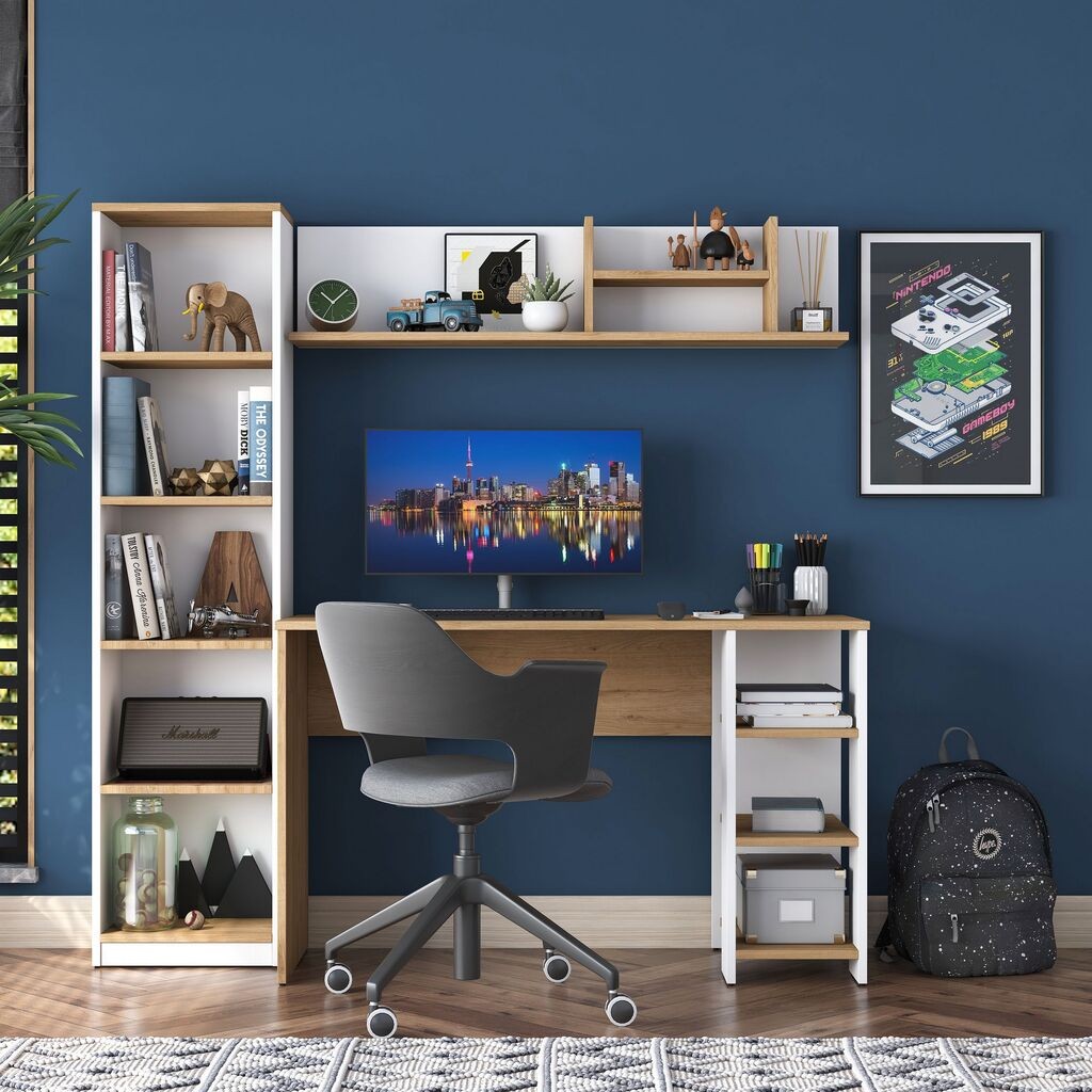 Биро Hanah Home HA125-3428, 160x161,8x45 см, оревово-бела