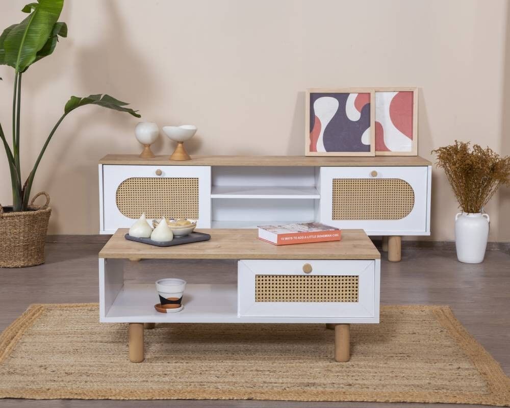 Маса Hanah Home Club боемска, 55x100x45 см, кафеава