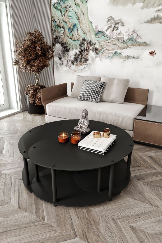 Hanah Home Комплет клуб маси Yi Yang4L 70, 4 парчиња, црна