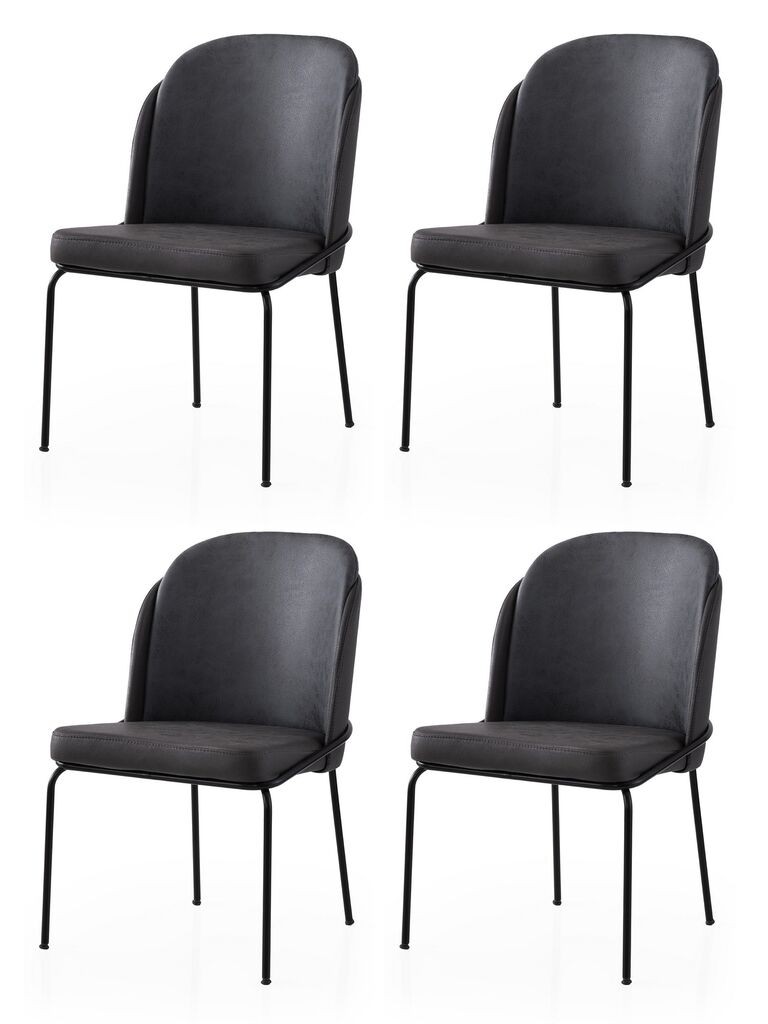 Hanah Home Комплет трпезариски столчиња Dore 168 V4, 4 парчиња, темно сива боја