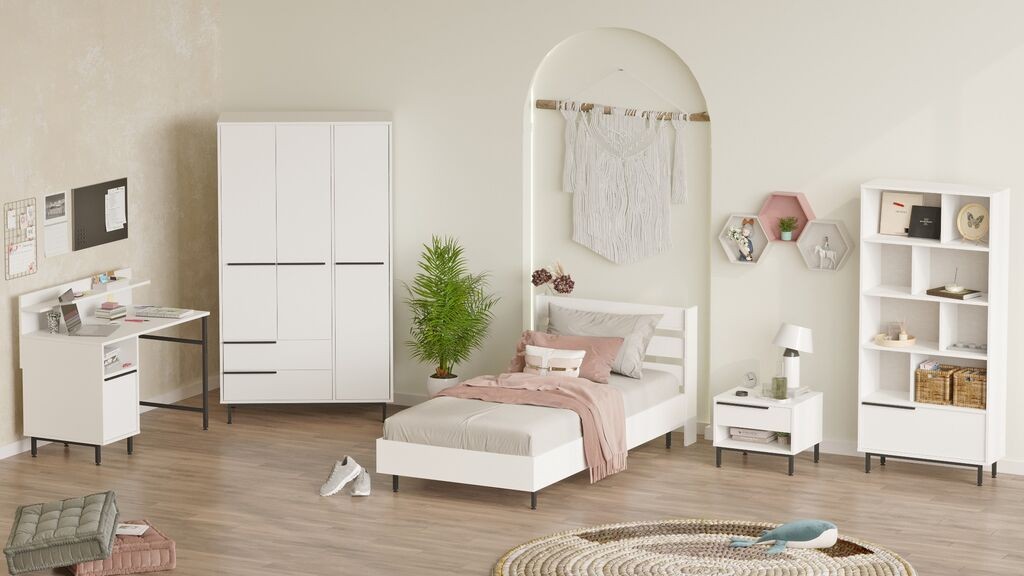 Комплет спална соба Hanah Home за тинејџери ON25-W, бела