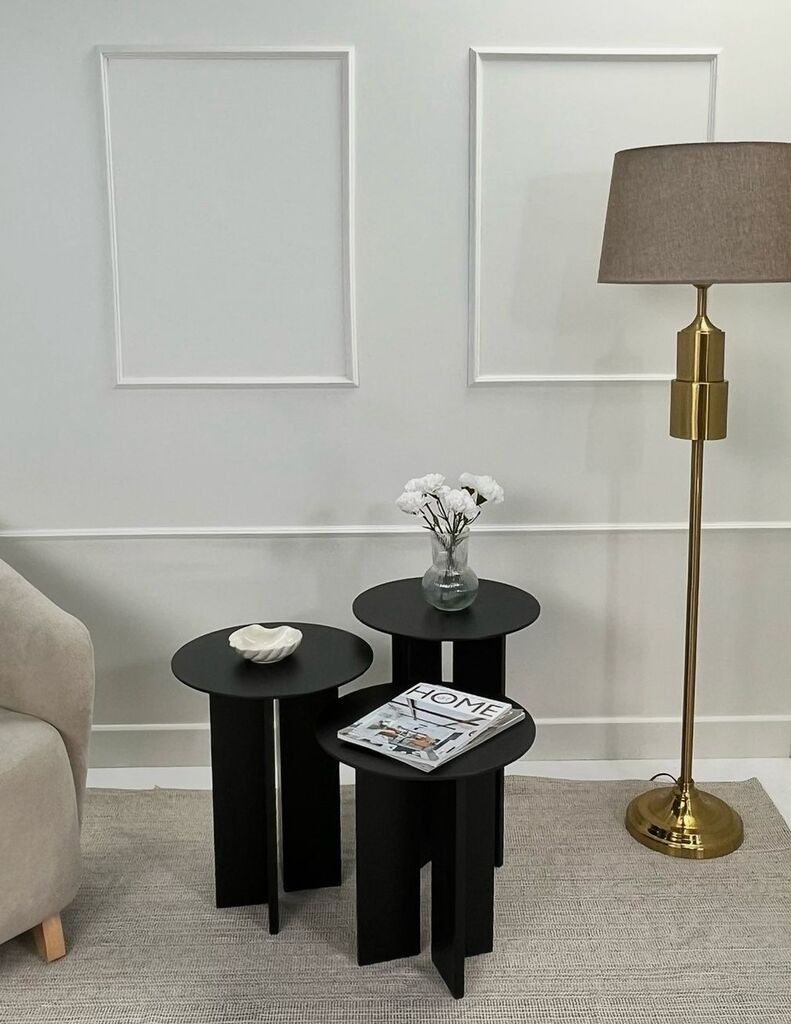 Комплет клуб маси Hanah Home Leo, 2 парчиња, црна