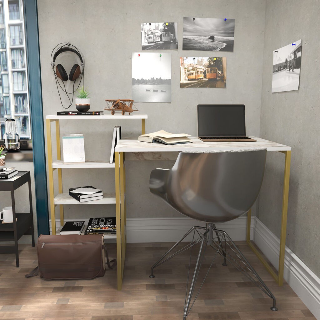 Ханах Домашна маса Рино, 133x76.8x60 см, златна боја