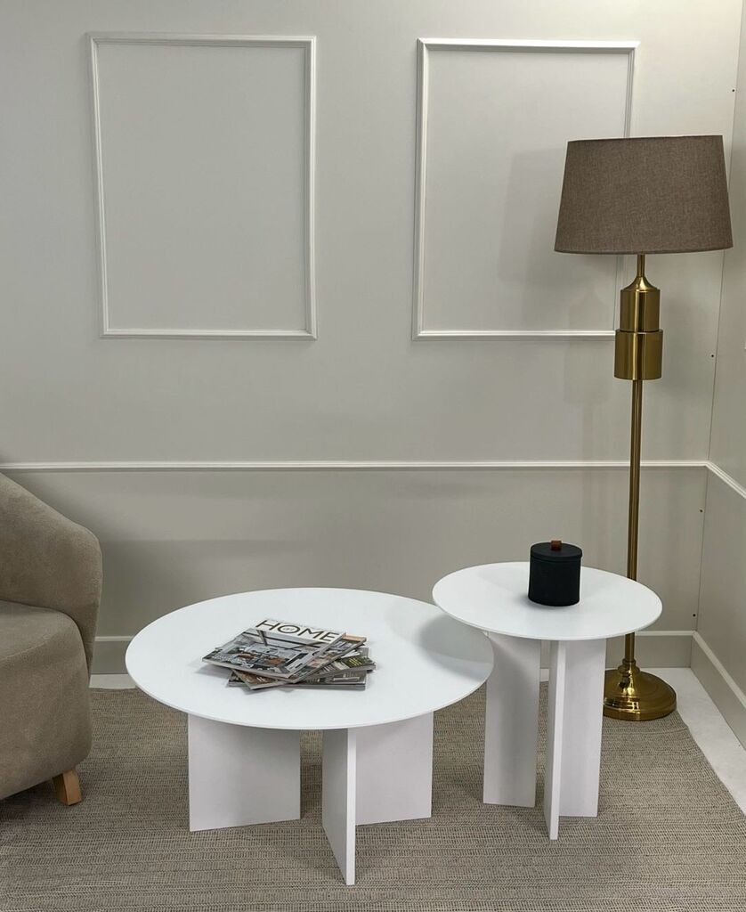 Комплет клуб маса Hanah Home Leo, 2 парчиња, жолто-бела