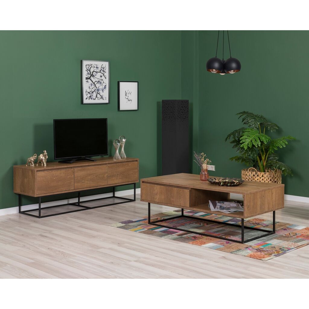 Комплет мебел за дневна соба Hanah Home Laxus 16, боја на орев