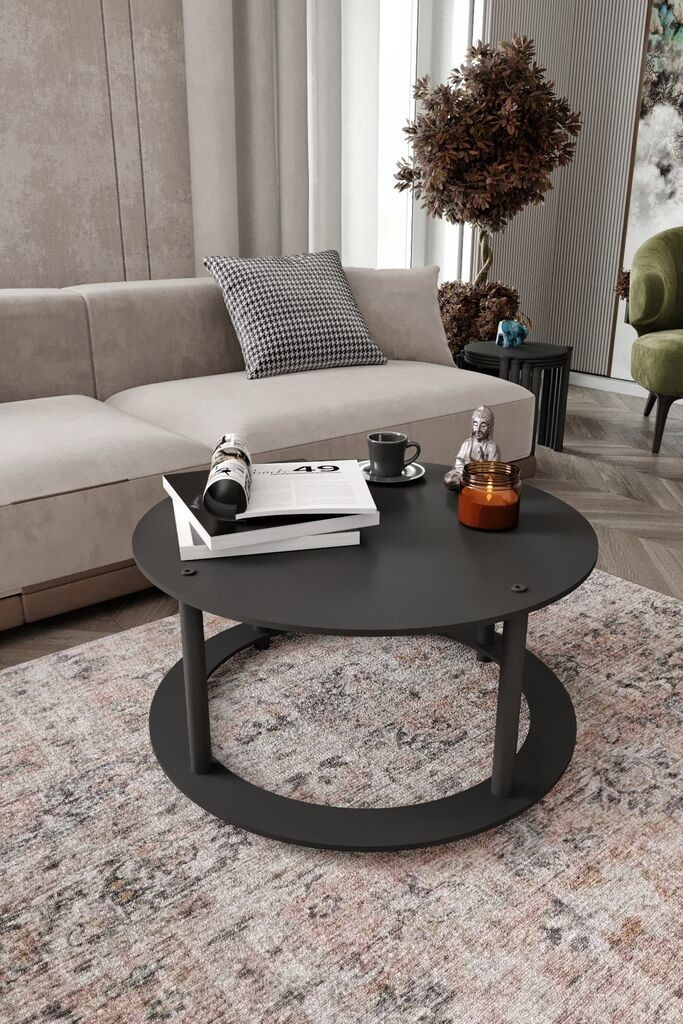 Тркалезна маса Hanah Home Club, 70x38x70 см, црна