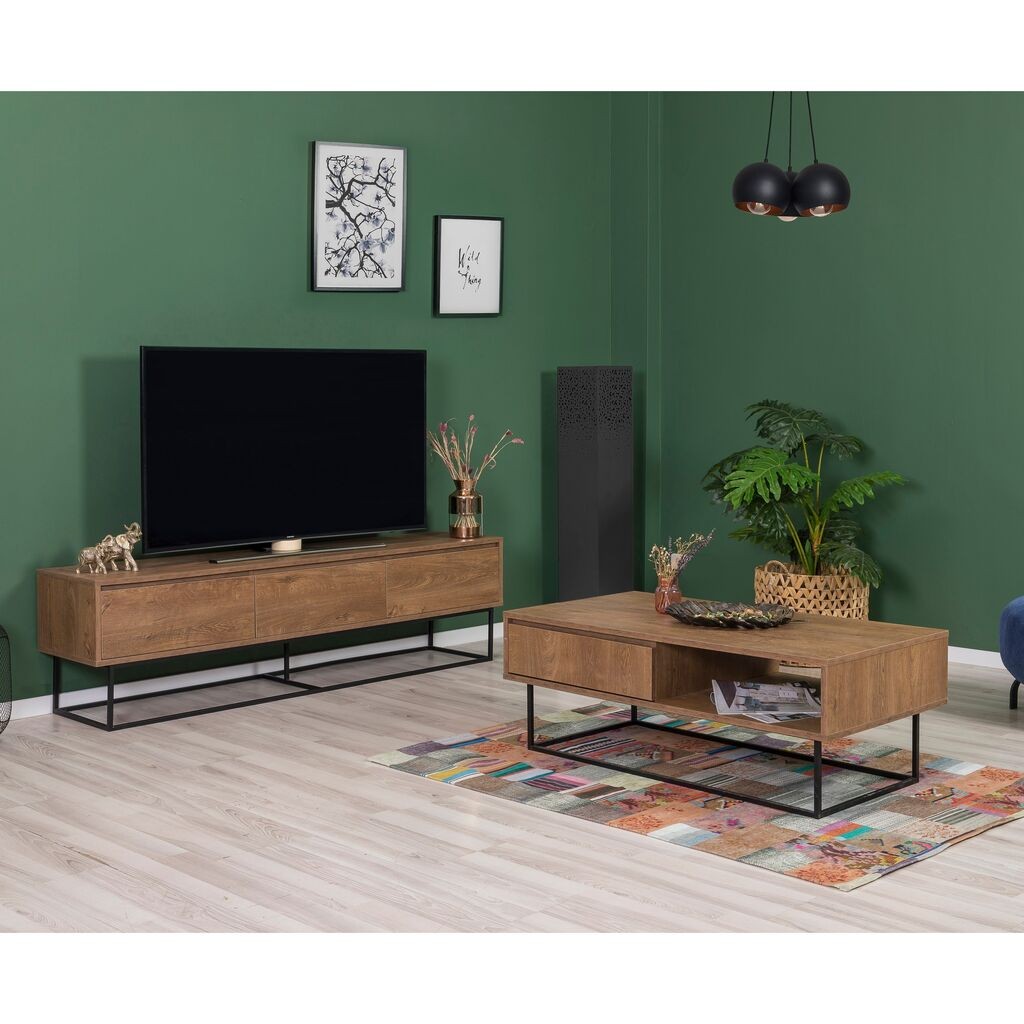 Комплет мебел за дневна соба Hanah Home Laxus 21, боја на орев