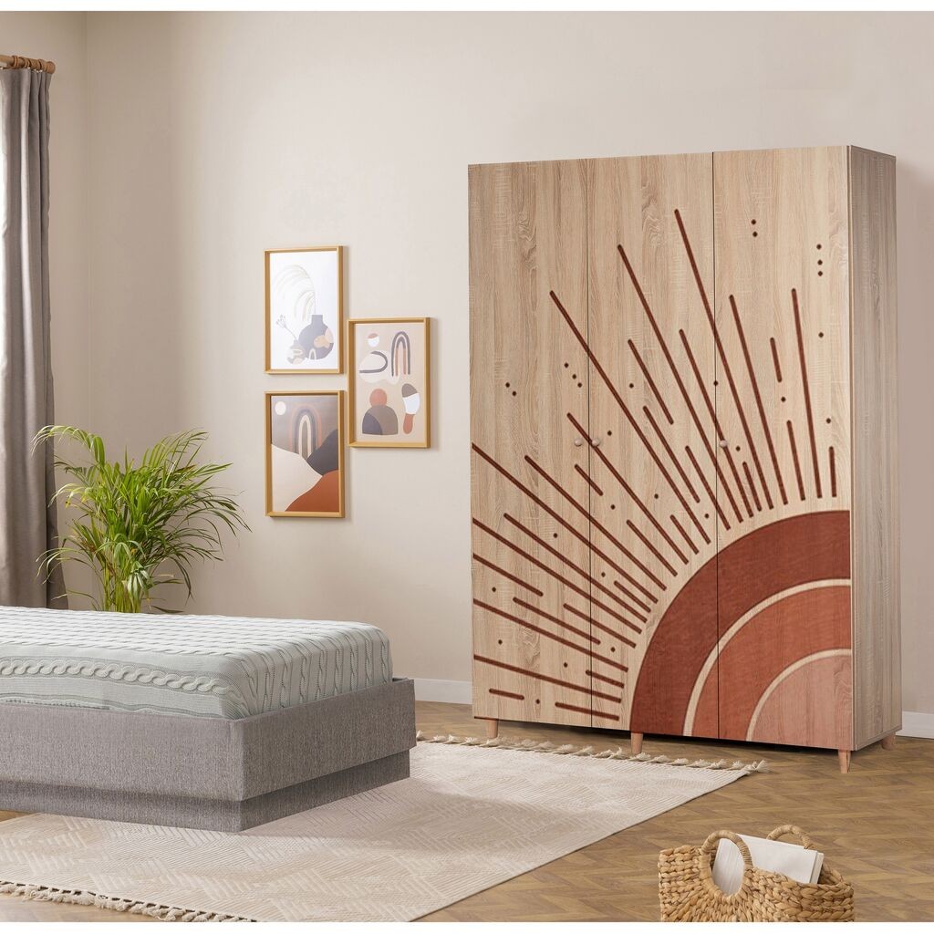 Гардеробер Hanah Home Lena 3-970, 135x192x52 см, шарена