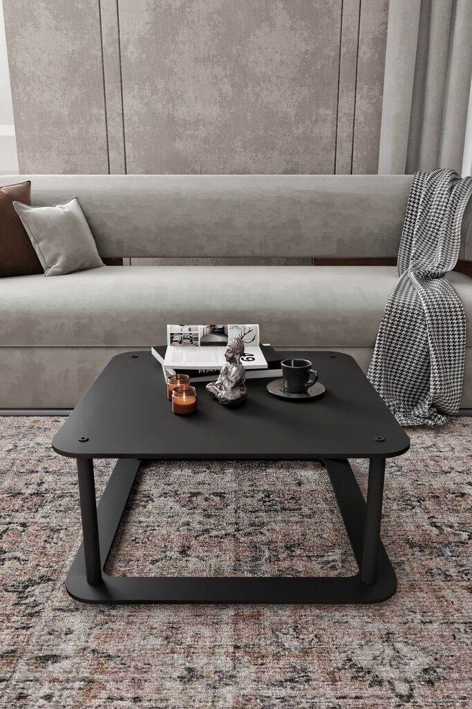 Маса Hanah Home Club со квадратна дупка, 70x38x70 см, црна