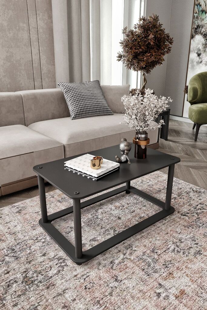 Маса Hanah Home Club со правоаголна дупка, 70x38x42 см, црна