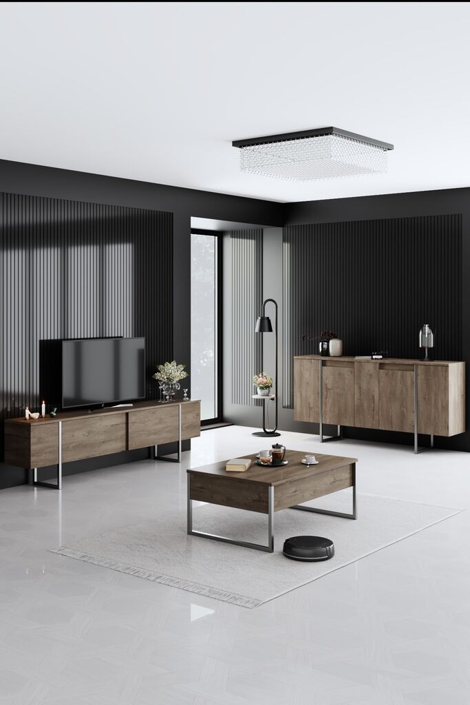 Комплет мебел за дневна соба Hanah Home Luxe, боја на орев