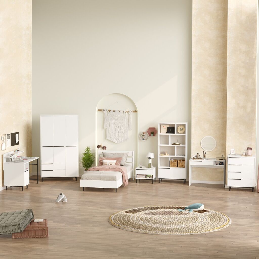 Комплет спална соба Hanah Home за тинејџери ON27-W, бела