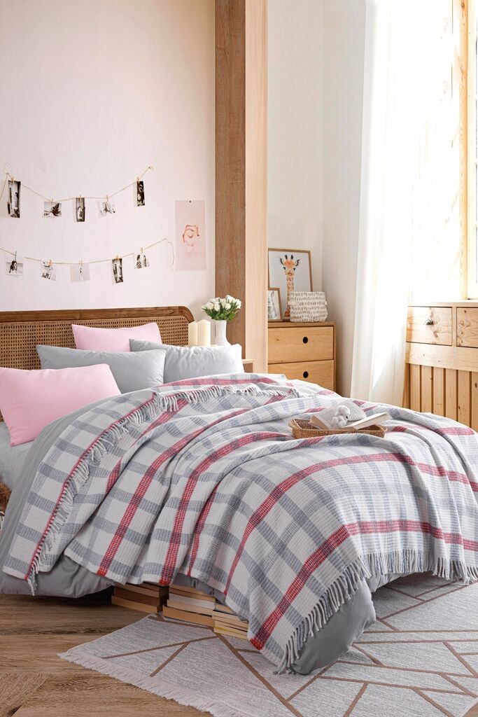 Ќебе L'essentiel Maison, 180x220 cm, сиво-црвено