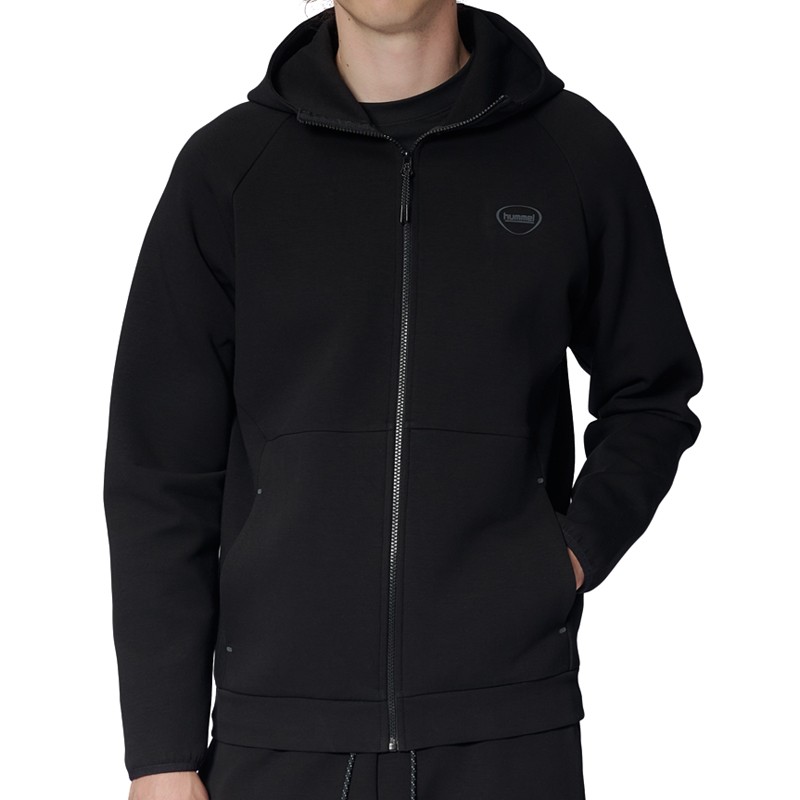 HUMMEL Машки дуксер Hmltech fleece regular zip, Црн