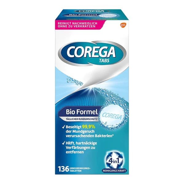 Corega Таблети за Чистење на Протези за Заби, 136 Таблети