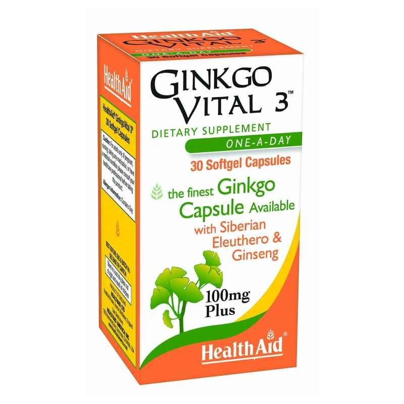 HealthAid Ginkgo Vital 3 Капсули, 30 Капсули
