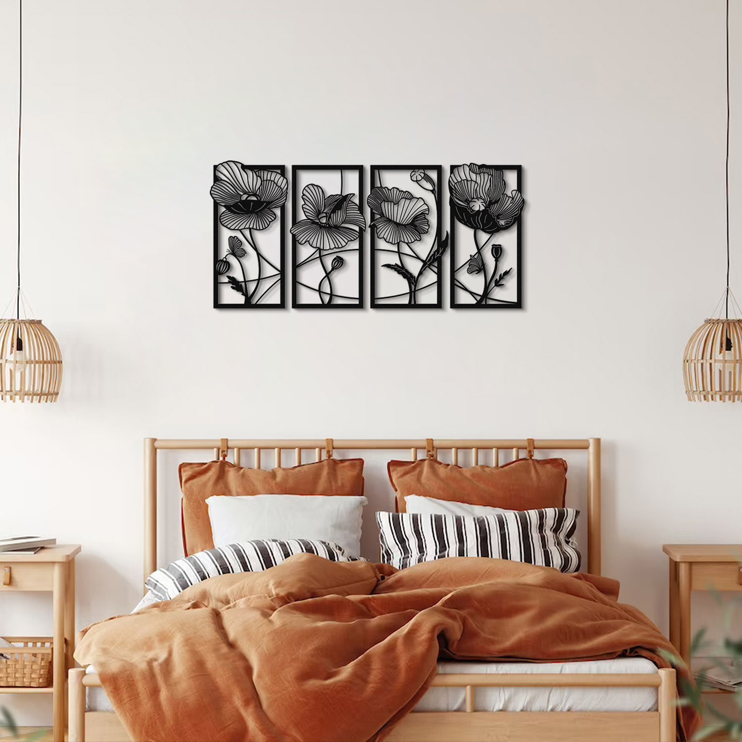 Wallity декорација за dzид Blossom-APT573MS, 95x46 см, 1,5 мм, црна