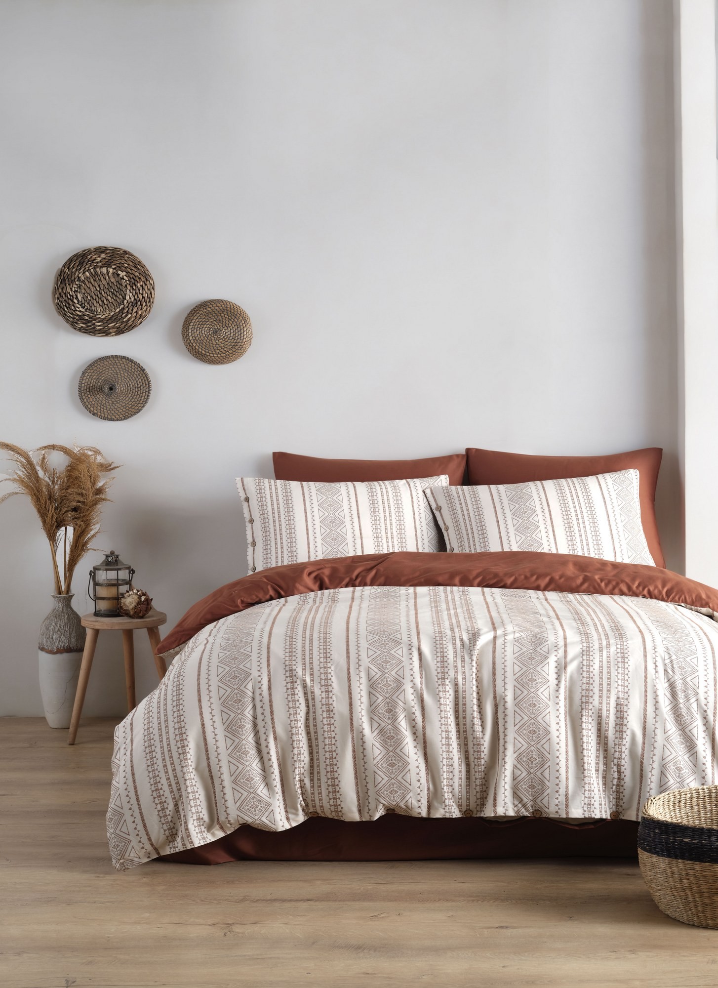 Комплет постелнина L'essentiel Maison Coastal Trio, 200x220 см, теракота-крем