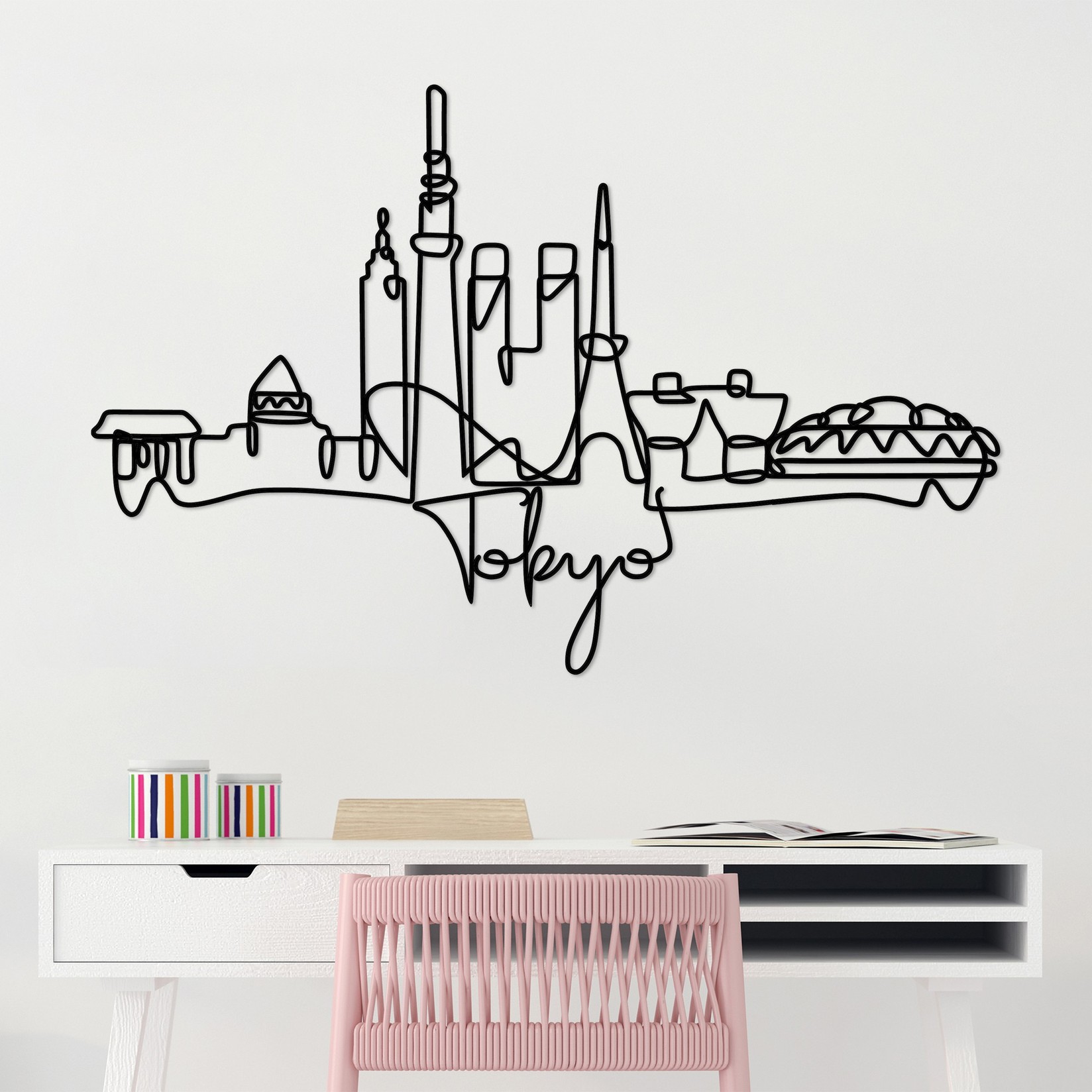 Wallity dzидна декорација Токио, 120x77x1.5 см 2 мм, црна