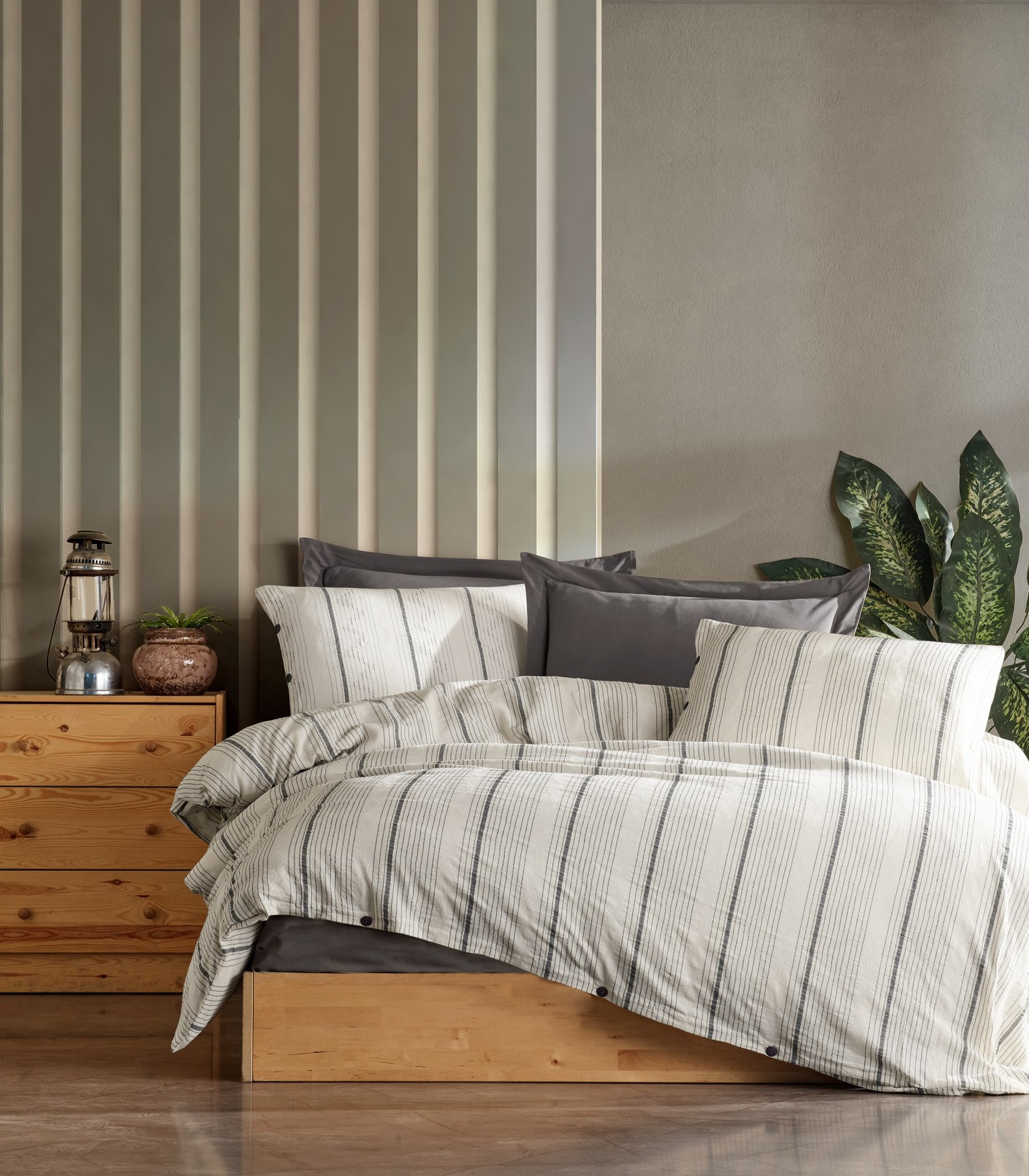 Комплет постелнина L'essentiel Maison Avva, 200x220 cm, антрацит-бело