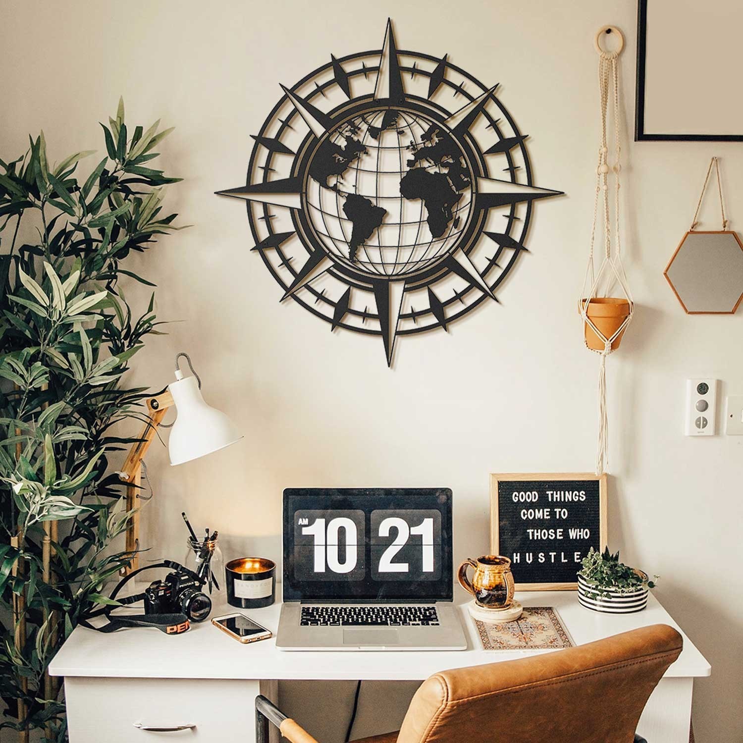 Wallity dzидна декорација Светска мапа-APT425MS, 49x49 см, 1,5 мм, црна