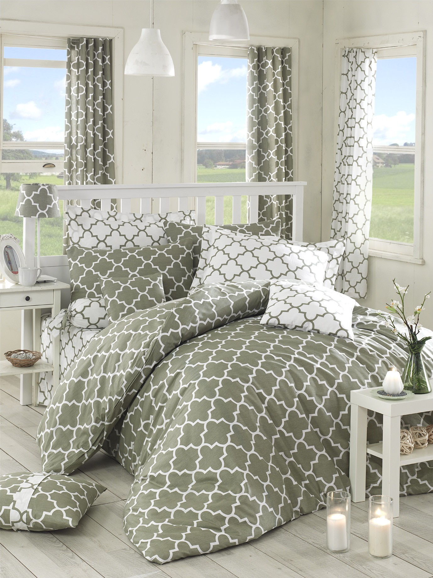 Комплет кревети L'essentiel Maison Madalyon, 200x220 см, сиво-бела